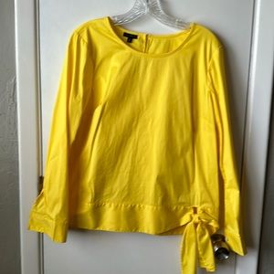 Talbots Medium Bright Yellow Everyday Stretch Poplin Knot Long-sleeve Blouse